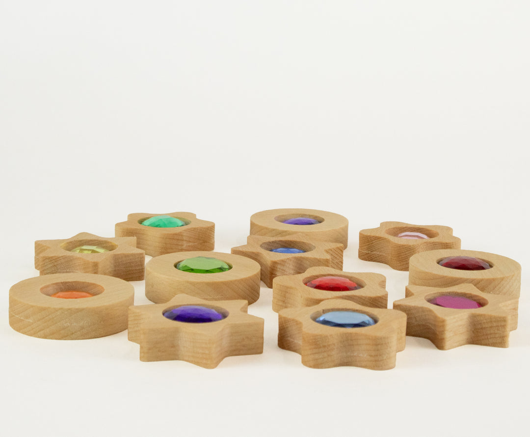 Bauspiel Spieltaler mit Funkelsteinen, 12 Stück