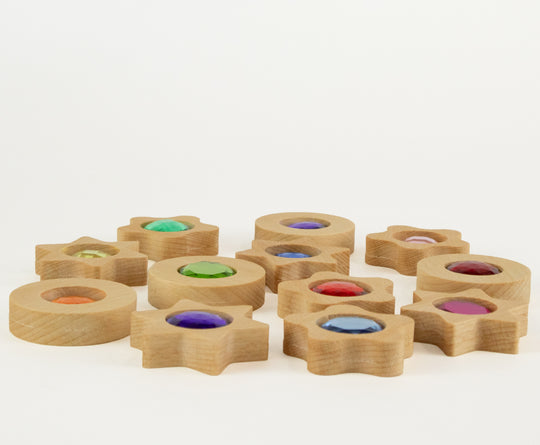 Bauspiel Spieltaler mit Funkelsteinen, 12 Stück