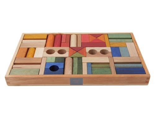 Regenbogen Bausteine in Holzbox – 54 Teile