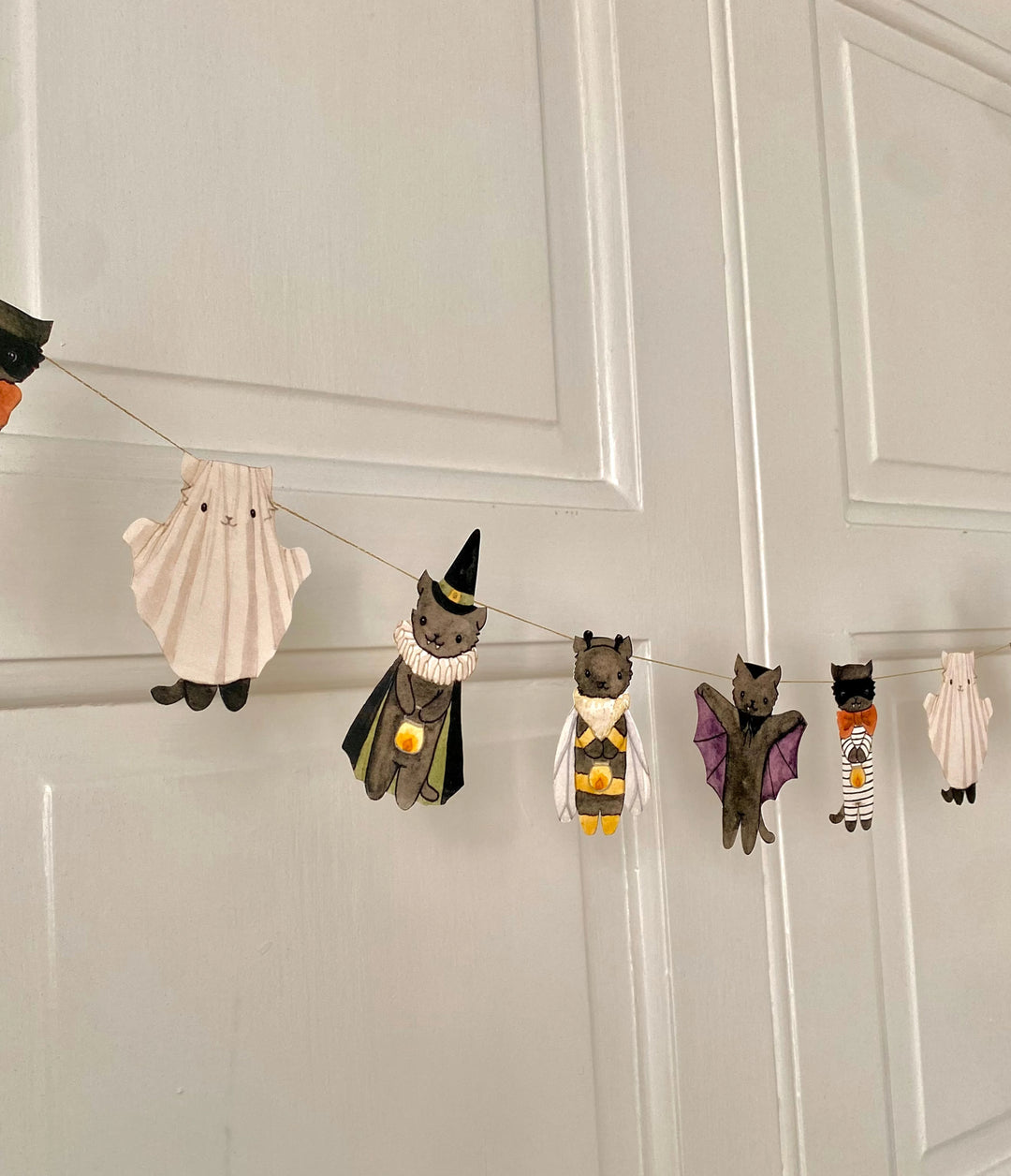 Bastelbogen 'Katzen feiern Halloween' - DIY Girlande