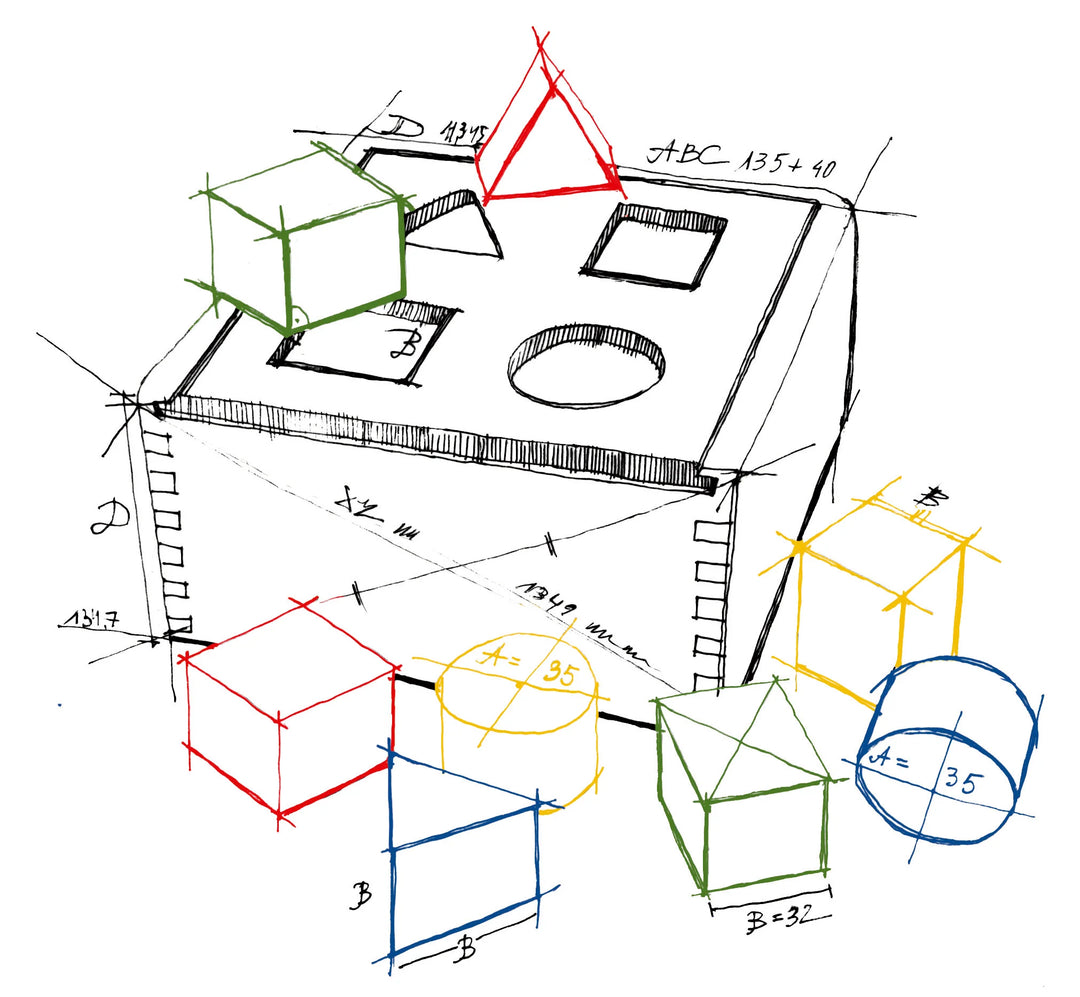 Regenbogen Sortierbox aus Holz