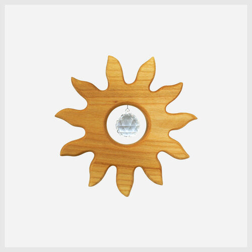 Sonnenfänger 'Kleine Sonne' aus Holz mit Kristall