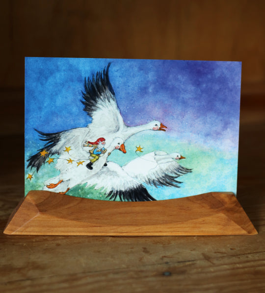 Kartenständer geschwungen, aus Erlenholz für Kunstkarten