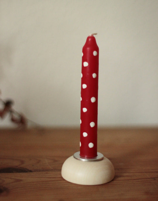 Kleine Kerze Rot mit weißen Punkten