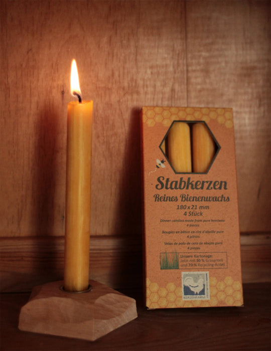 Stabkerzen, 100% Bienenwachs, 4 Stk