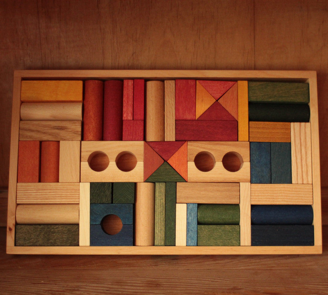 Regenbogen Bausteine in Holzbox – 54 Teile