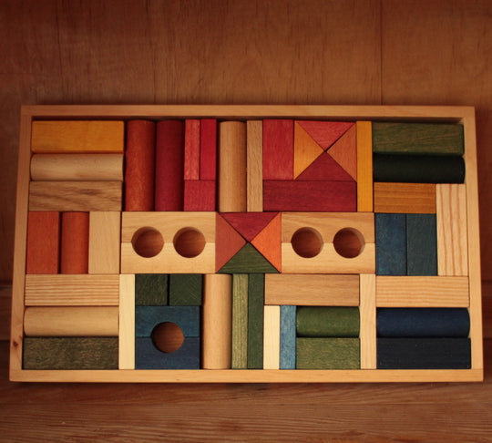 Regenbogen Bausteine in Holzbox – 54 Teile