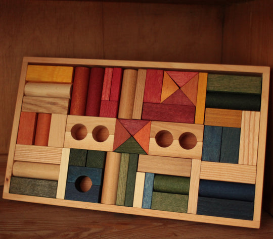 Regenbogen Bausteine in Holzbox – 54 Teile