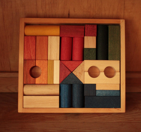 Regenbogen Bausteine in Holzbox– 30 Teile