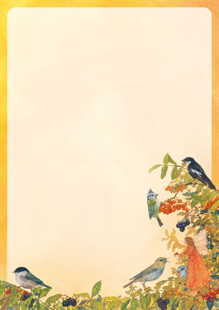 Briefpapier 'Elfe und Vögel'