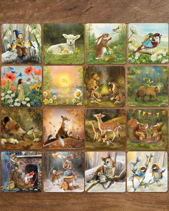 Minikarten - Set  'Jahreszeiten' - 16 Petit Prints in Schachtel