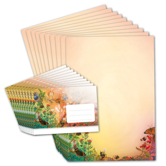 Briefpapier 'Vogel und Schmetterling'