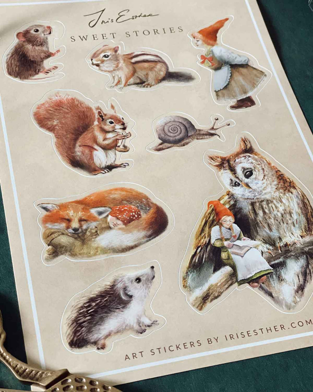 Stickerbogen 'Sweet Stories' - Waldtiere und Wichtel