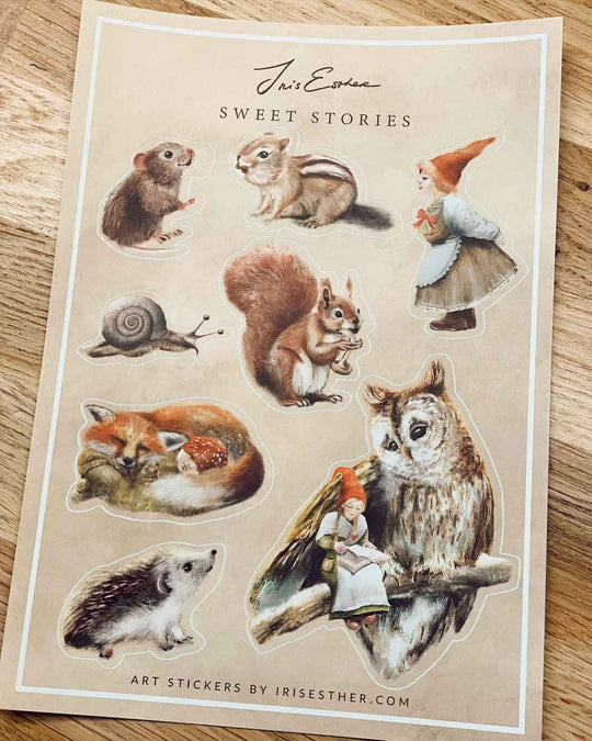 Stickerbogen 'Sweet Stories' - Waldtiere und Wichtel